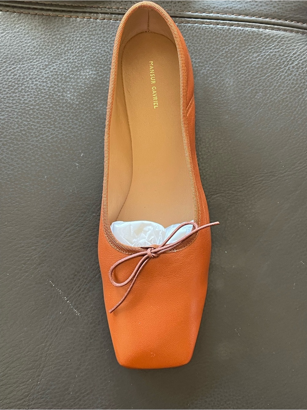Brand New, Mansur Gavriel Maple Leather Square-Toe Ballet Flats, Size 37.5 - Picture 7 of 10